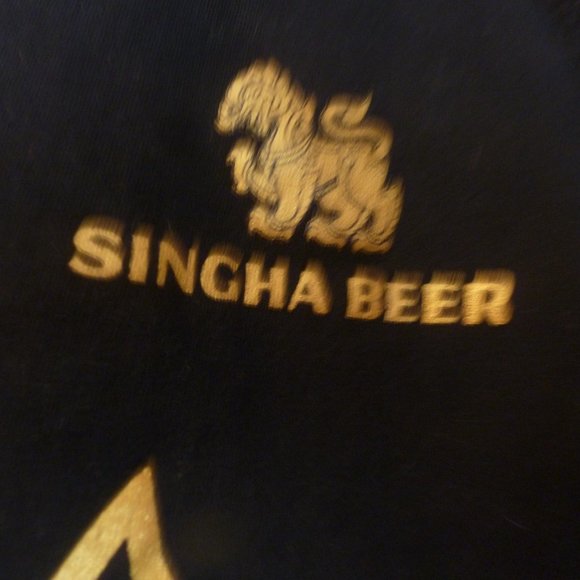 Singha Beer Lion Logo Tank Top / Black vintage looking finish Sz S - Picture 3 of 6